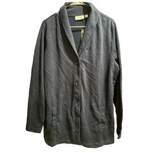 D & Co Denim + Company Navy Collared Button Up‎ Cardigan New w/o Tags 2 Pocket